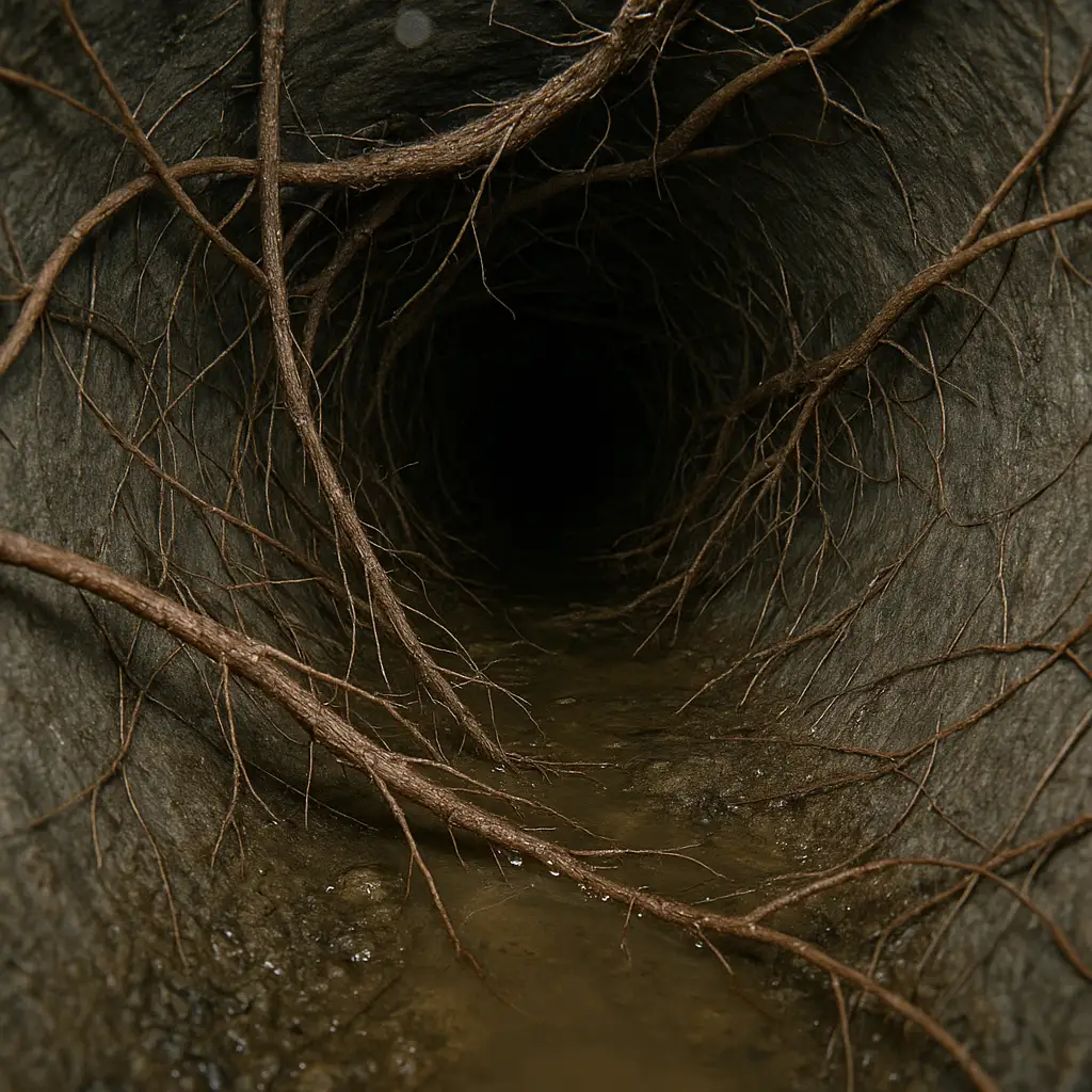 Before: roots in pipe